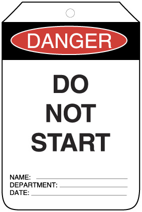 TAG DANGER -DO NOT START (PKT 100)